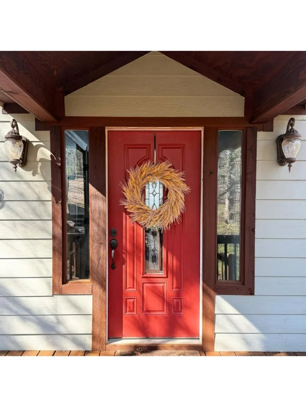 26-Inch Faux Harvest Wheat Wreath for Front Door - Large Summer & Fall Decor